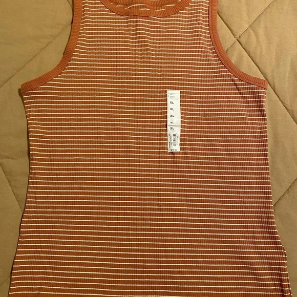 Nine West Brown Striped Knit Sleeveless Shell Top Women’s Size XL, - Picture 1 of 7